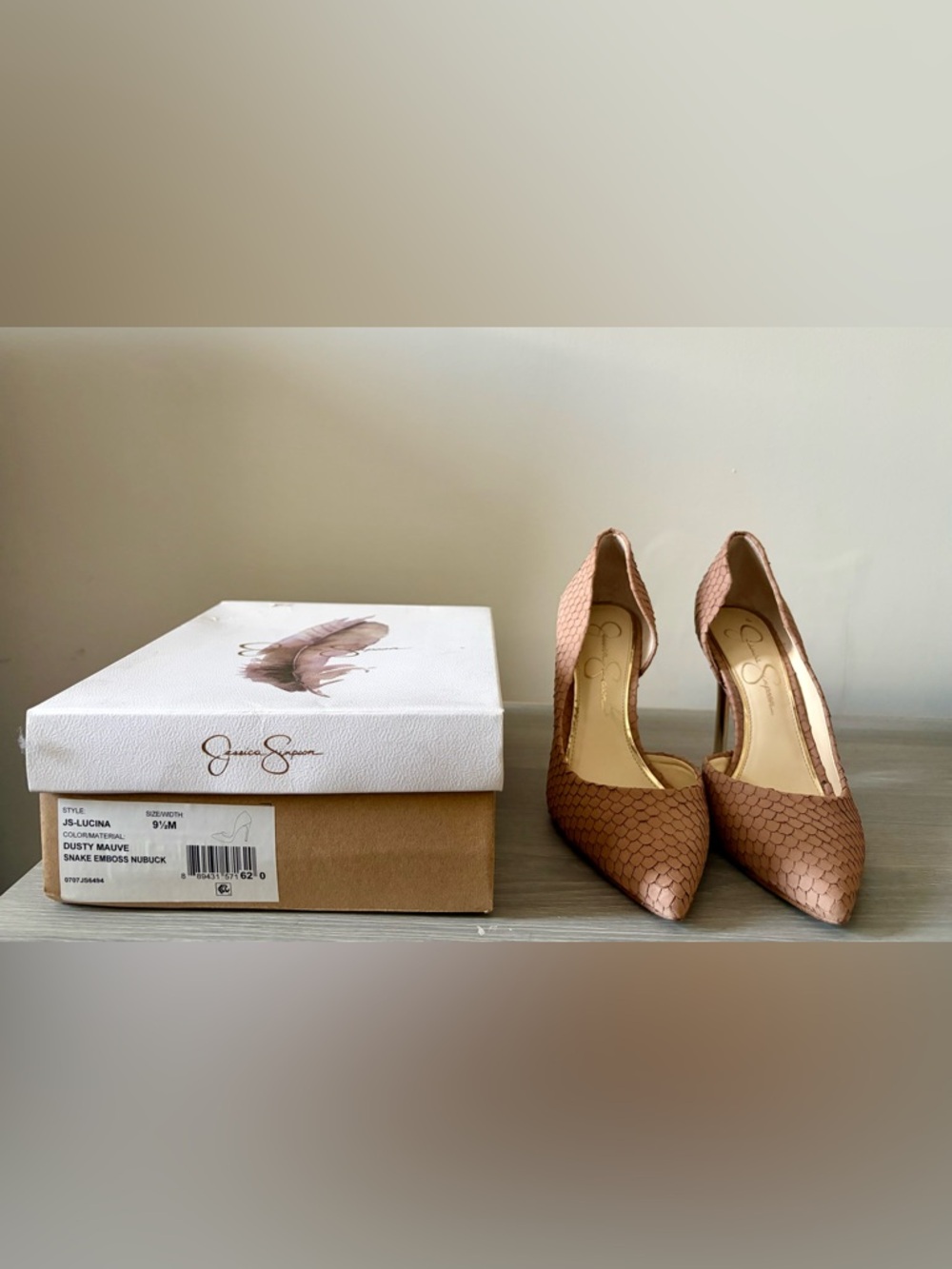 Jessica Simpson Brown Textured Pointed-Toe Pumps